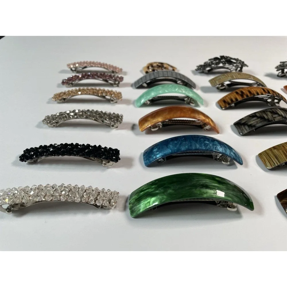27 Pc Fancy Hair Clips Barrettes Set Colorful Pearl Rhinestone Cute Trendy Lot